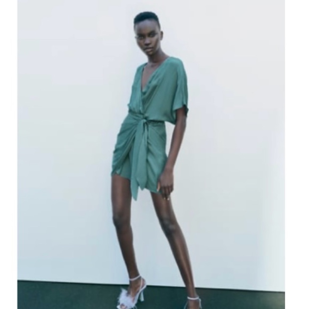 NWT Zara Satin Effect Wrap Dress